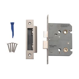 Smith & Locke Fire Rated Satin Nickel Bathroom Lock 76mm Case - 57mm ...