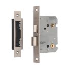 Smith & Locke Fire Rated  Satin Nickel Bathroom Lock 76mm Case - 57mm Backset