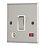 Contactum iConic 20A 1-Gang DP Control Switch & Flex Outlet Brushed Steel with Neon with White Inserts