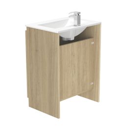 Newland  Double Door Floor Standing Vanity Unit with Basin Effect Natural Oak 600mm x 450mm x 840mm