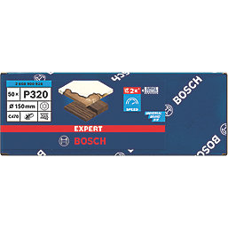 Bosch Expert C470 320 Grit 6-Hole Punched Wood Sanding Discs 150mm 50 Pack