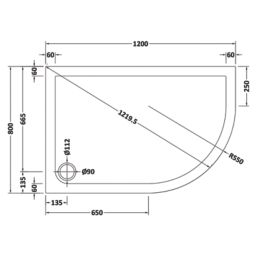 ETAL  Framed Offset Quadrant Shower Enclosure & Tray RH Brushed Brass 1180mm x 780mm x 1940mm