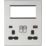 Knightsbridge SFR994BC 13A 2-Gang DP Combination Plate + 4.0A 18W 2-Outlet Type A & C USB Charger Brushed Chrome with Black Inserts