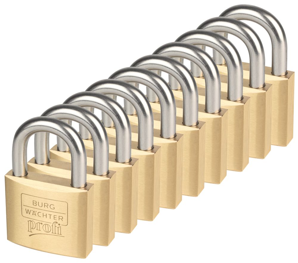 Burg-Wachter  Brass Keyed Alike Water-Resistant   Padlocks 60mm 10 Pack