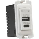Knightsbridge  Grid 1.1A 22W 2-Outlet Type A & C USB Socket White