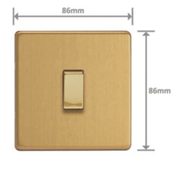 Varilight  10A 1-Gang Intermediate Switch Brushed Brass with Colour-Matched Inserts