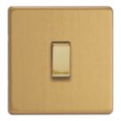 Varilight  10A 1-Gang Intermediate Switch Brushed Brass with Colour-Matched Inserts