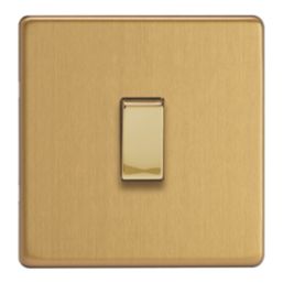 Varilight  10A 1-Gang Intermediate Switch Brushed Brass with Colour-Matched Inserts