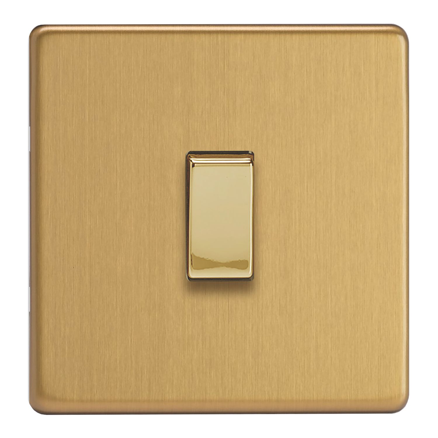 Varilight 10A 1-Gang Intermediate Switch Brushed Brass with Colour-Matched Inserts (486YT)