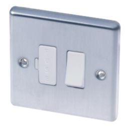 LAP  13A Switched Fused Spur  Brushed Stainless Steel with White Inserts