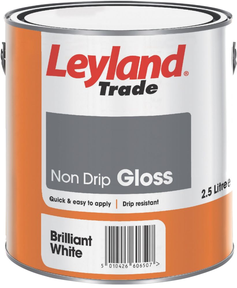 Leyland Trade Non-Drip Gloss Paint Brilliant White 2.5Ltr