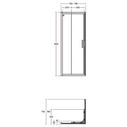 Armitage Shanks Connect 2 Framed Square Corner Entry Enclosure   Glass & Chrome 755mm x 800mm x 1965mm