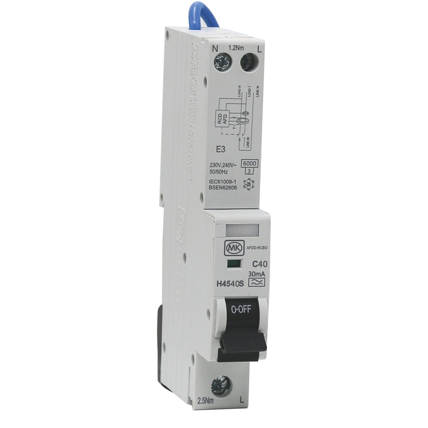 MK Sentry 40A 30mA Type A 1+N C Curve AFDD with RCBO (487PG)