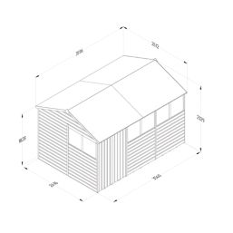Forest Beckwood 11' 6" x 8' (Nominal) Reverse Apex Shiplap Timber Shed with Base