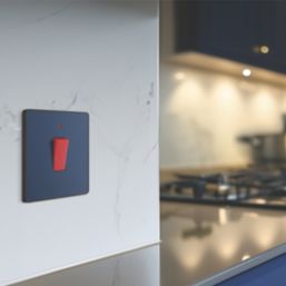 British General Evolve 45A 1-Gang 2-Pole Cooker Switch Blue with LED with Black Inserts