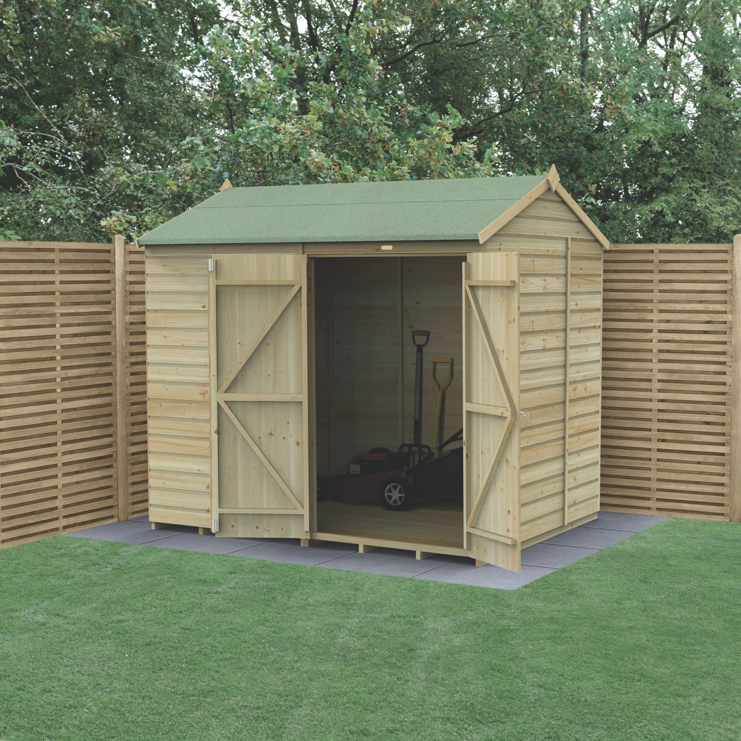 Forest Beckwood 7' 6" x 6' (Nominal) Reverse Apex Shiplap Timber Shed with Assembly (487RG)