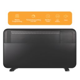 TCP  2000W Electric Portable or Wall-Mounted Convector Panel Heater Black