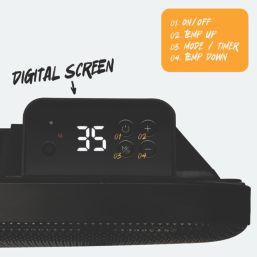 TCP  2000W Electric Portable or Wall-Mounted Convector Panel Heater Black