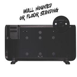 TCP  2000W Electric Portable or Wall-Mounted Convector Panel Heater Black