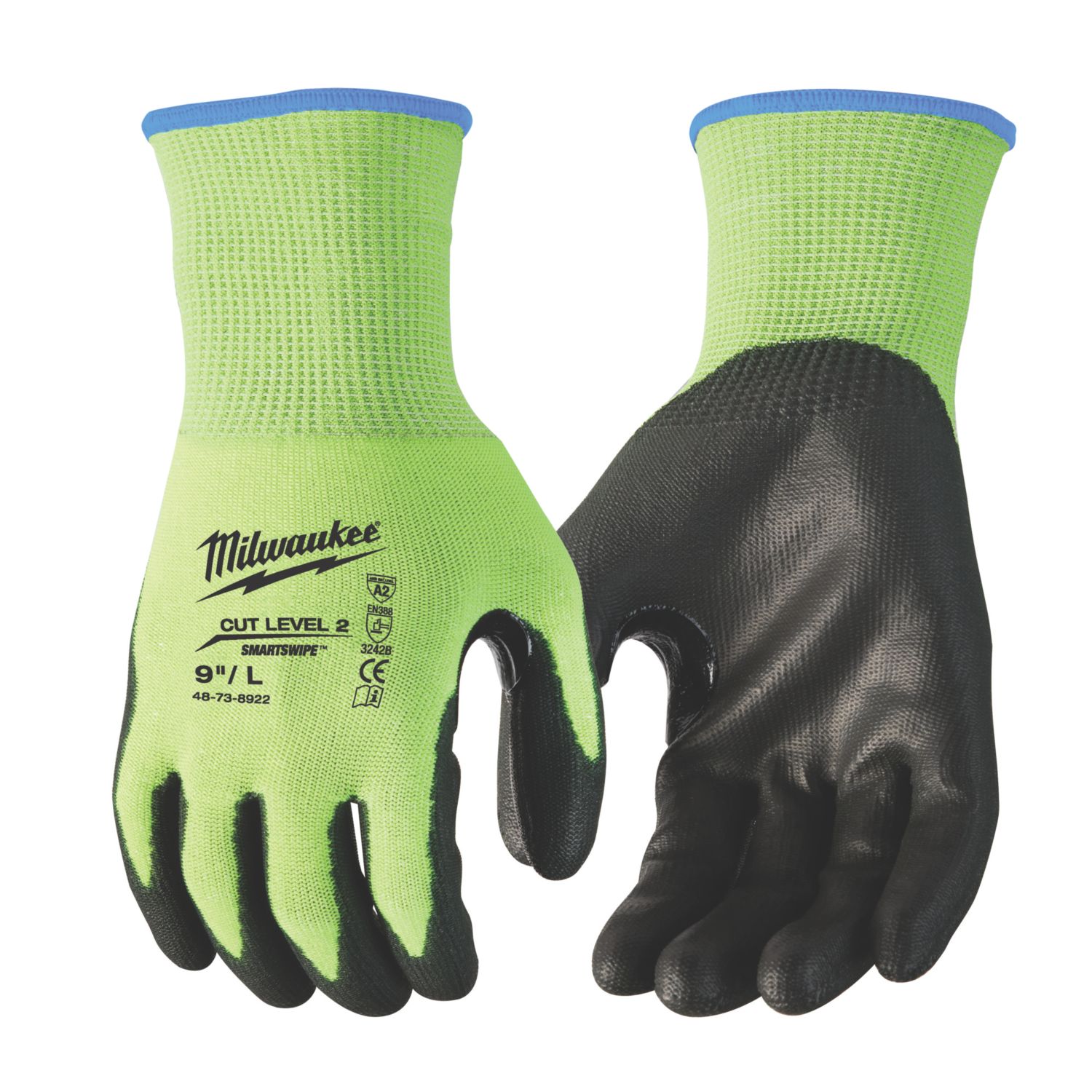 Milwaukee Hi-Vis Cut Level 2/B Gloves Fluorescent Yellow Medium (488GC)