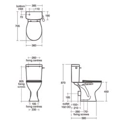 Armitage Shanks Sandringham 21  Raised-Height Close-Coupled Toilet Single-Flush Lever 4 / 6Ltr