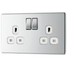 LAP  13A 2-Gang DP Switched Socket Polished Chrome  with White Inserts