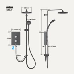 Mira Decor Black Onyx 10.8kW  Manual Dual Outlet Electric Shower