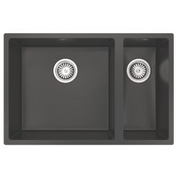 ETAL Comite 1.5 Bowl Composite Kitchen Sink Matt Black Left-Handed 670mm x 440mm