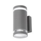Zink Lens Outdoor Up and Down Wall Light With Photocell Anthracite