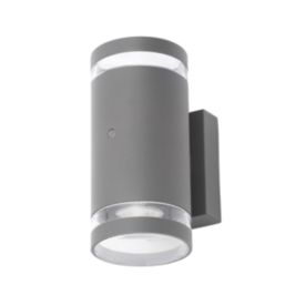 Zink Lens Outdoor Up and Down Wall Light With Photocell Anthracite