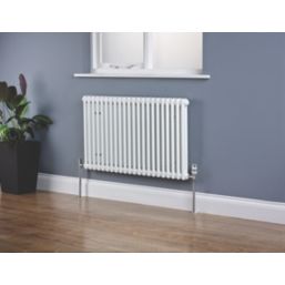 Terrier Decorative 15mm x 1/2" White/Chrome Angled & L/S Modern Thermostatic Radiator Valve & Lockshield