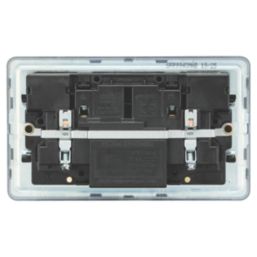 Knightsbridge Screwless 13A 2-Gang SP Switched Socket + 4.0A 20W 2-Outlet Type A & C USB Charger Matt Black with Black Inserts