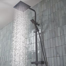 Quad Rear-Fed Exposed Black Thermostatic Bar Mixer Shower