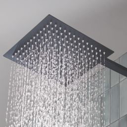 Quad Rear-Fed Exposed Black Thermostatic Bar Mixer Shower