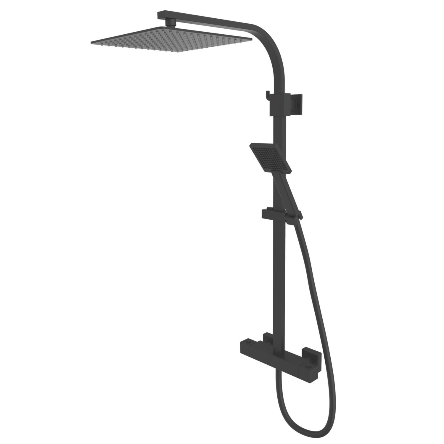 Quad Rear-Fed Exposed Black Thermostatic Bar Mixer Shower (489CH)