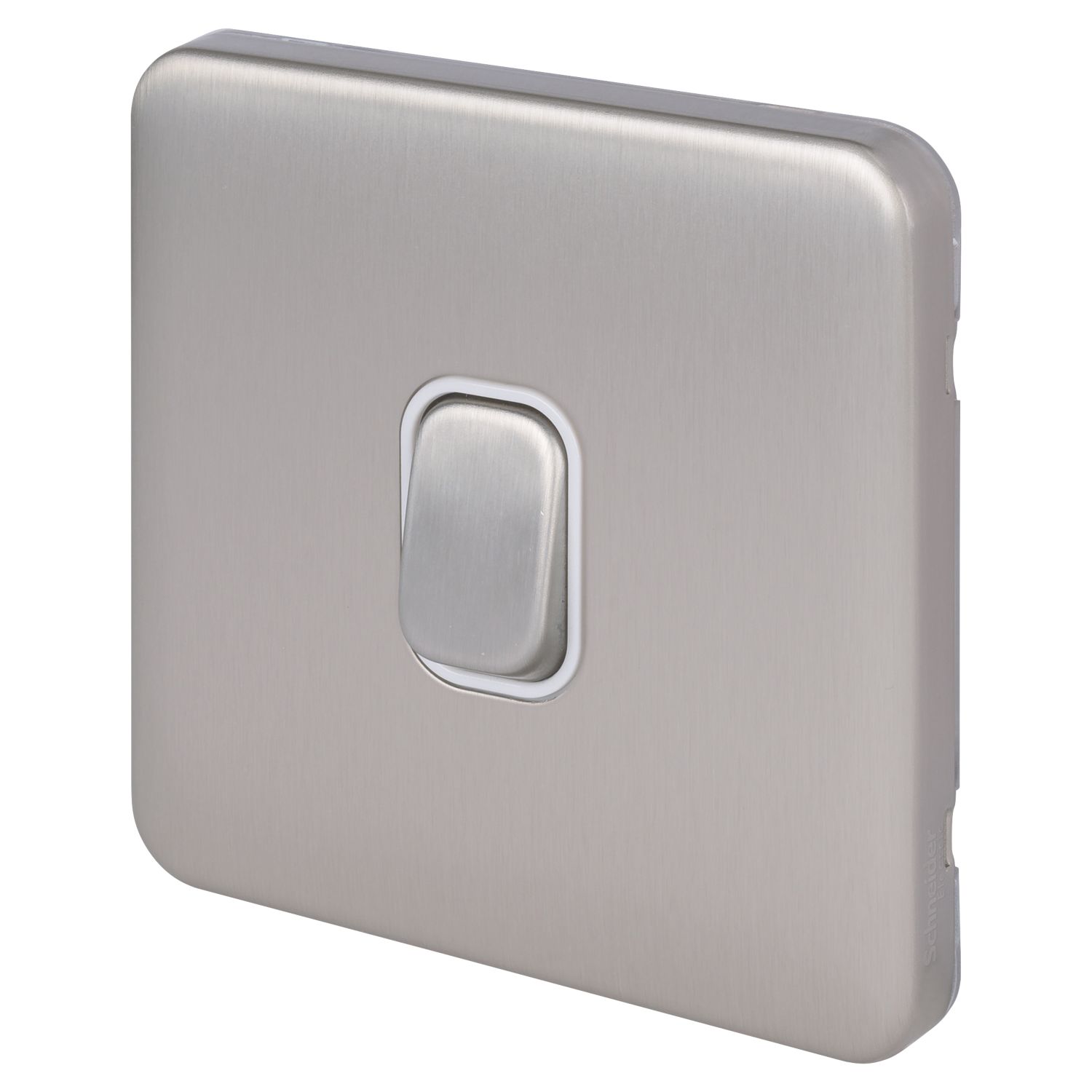 Schneider Electric Lisse Deco 10A 1-Gang 2-Way Retractive Switch Brushed Stainless Steel with White Inserts (489FF)