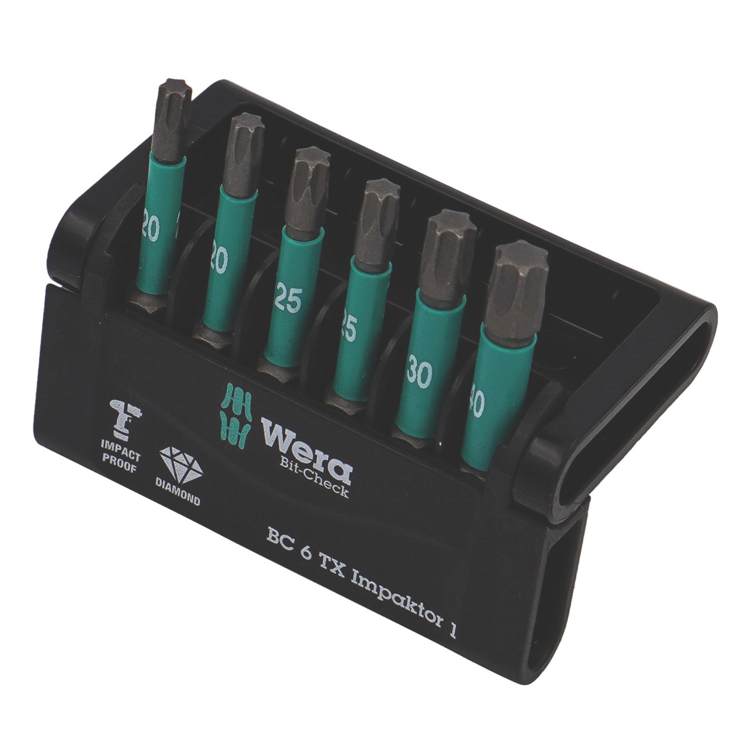 Wera Bit-Check 6 TX Impaktor 1 1/4" Hex Shank TX Bit Set 6 Pieces (489FU)
