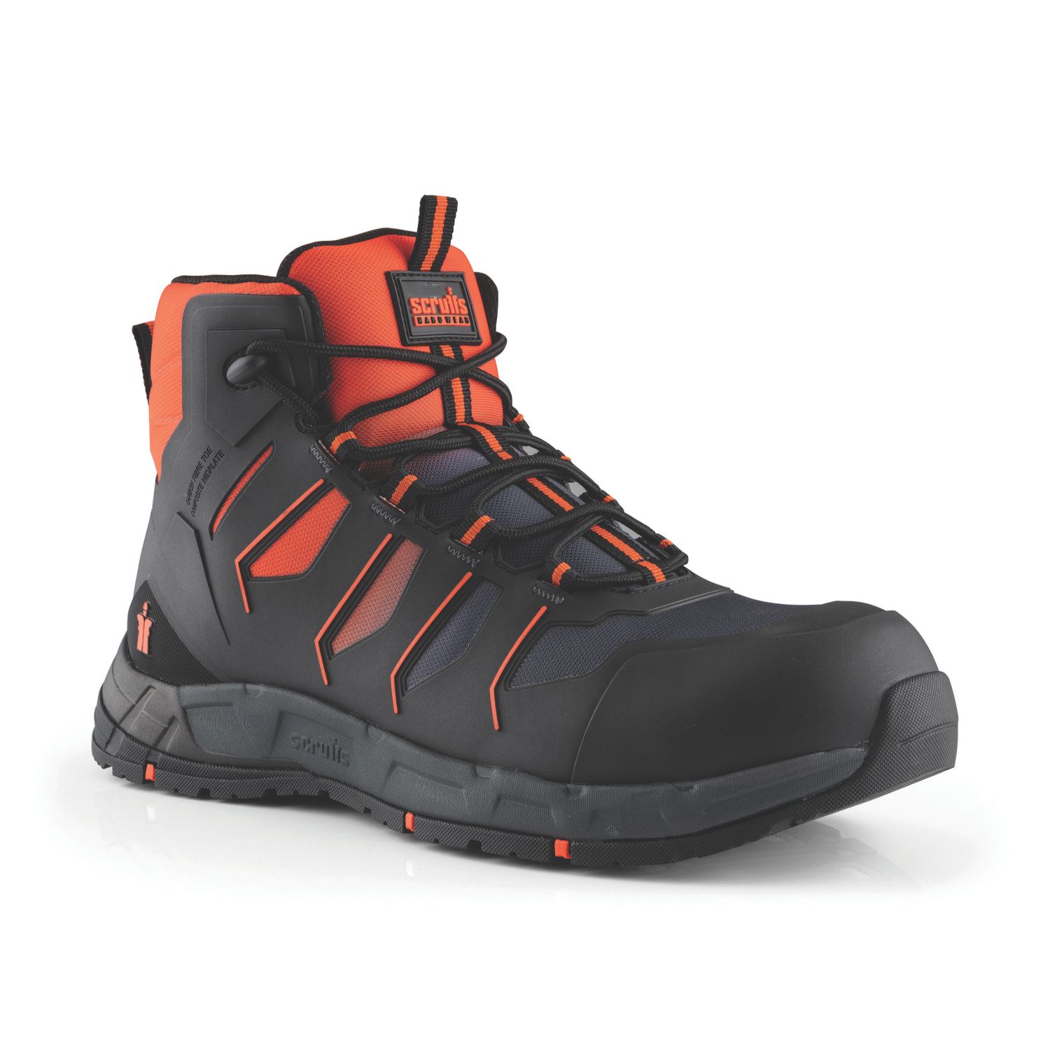 Scruffs Glide Size 7 Black/Orange Water-Resistant Safety Boots (489FW)