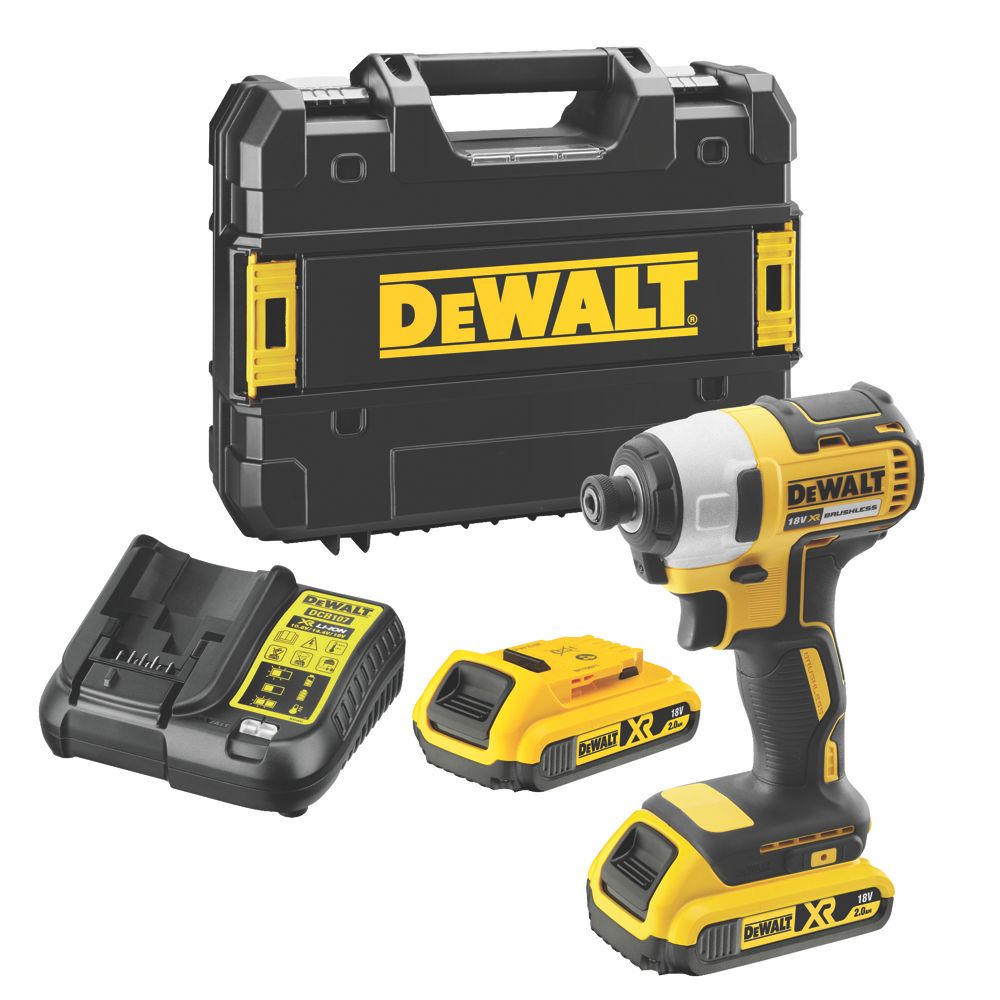 DeWalt 18V XR Brushless Cordless Impact Driver 2 x 2.0Ah