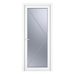 Crystal  Fully Glazed 1-Obscure Light Right-Hand Opening White uPVC Back Door 2090mm x 890mm
