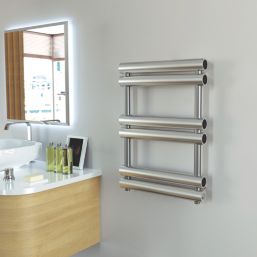 Time 705mm x 500mm 1496BTU Silver Flat Designer Towel Radiator