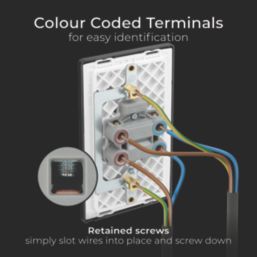 British General Evolve 45A 2-Gang 2-Pole Cooker Switch Satin Brass with LED with Black Inserts