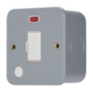 Contactum  13A Unswitched Metal Clad Fused Spur & Flex Outlet with Neon  with White Inserts