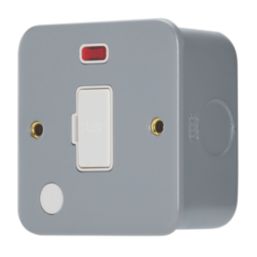 Contactum  13A Unswitched Metal Clad Fused Spur & Flex Outlet with Neon  with White Inserts