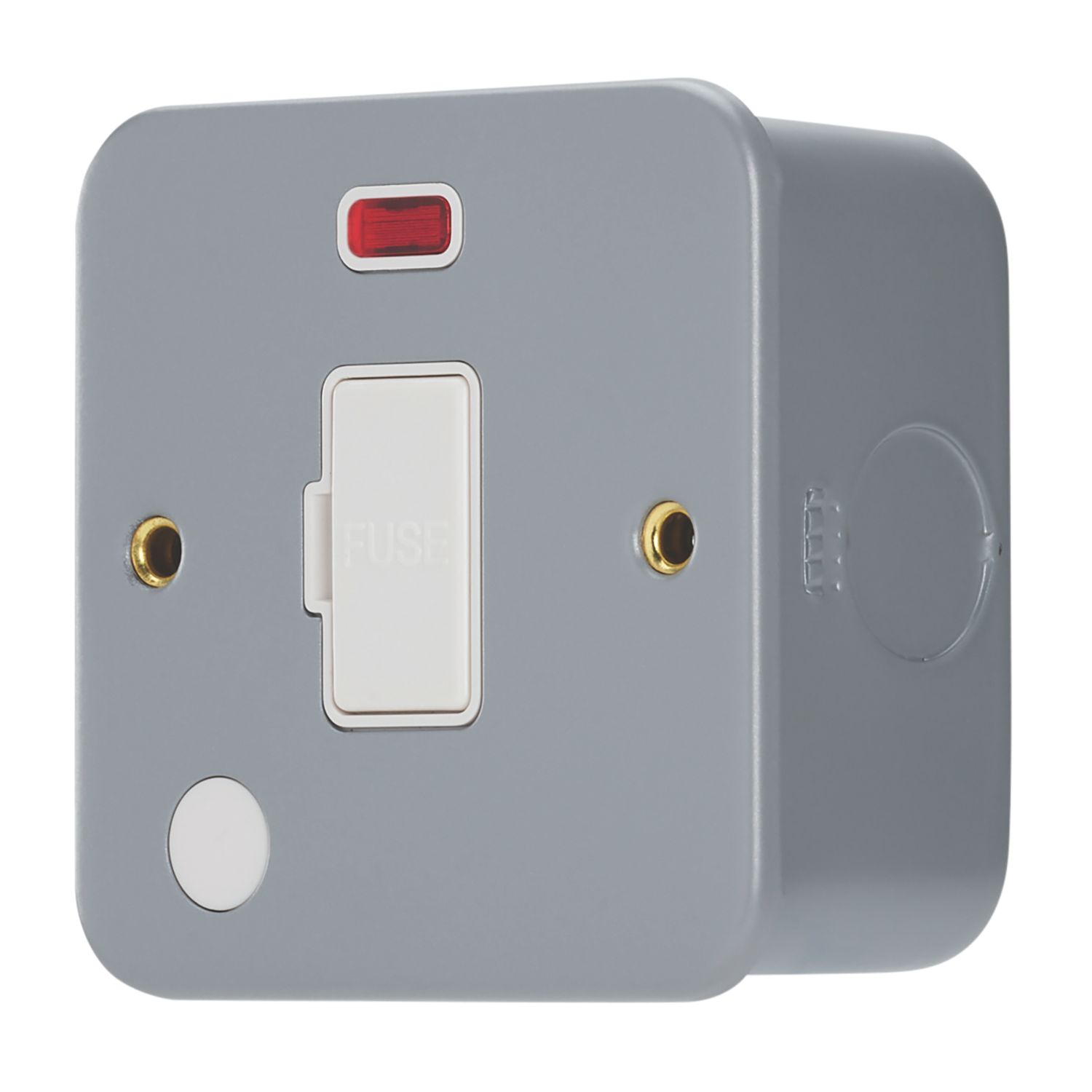 Contactum 13A Unswitched Metal Clad Fused Spur & Flex Outlet with Neon with White Inserts (489RP)