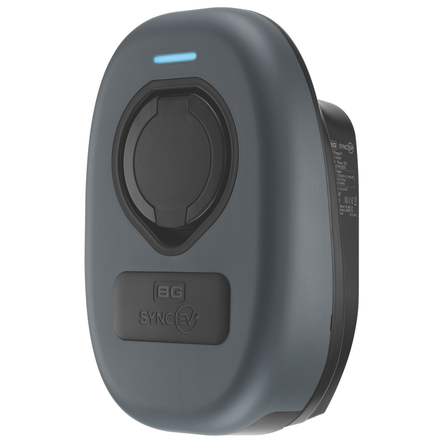 Sync Energy Wall Charger 2 4G 1 Port 7.4kW Mode 3 Type 2 Socket Smart EV Charger Grey (489RW)