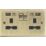 Knightsbridge CS9224AB 13A 2-Gang SP Switched Socket + 2.4A 2-Outlet Type A USB Charger Antique Brass with Black Inserts