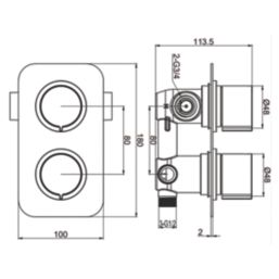 ETAL Pinto Concealed Dual Outlet Thermostatic Chrome Shower Valve With Diverter