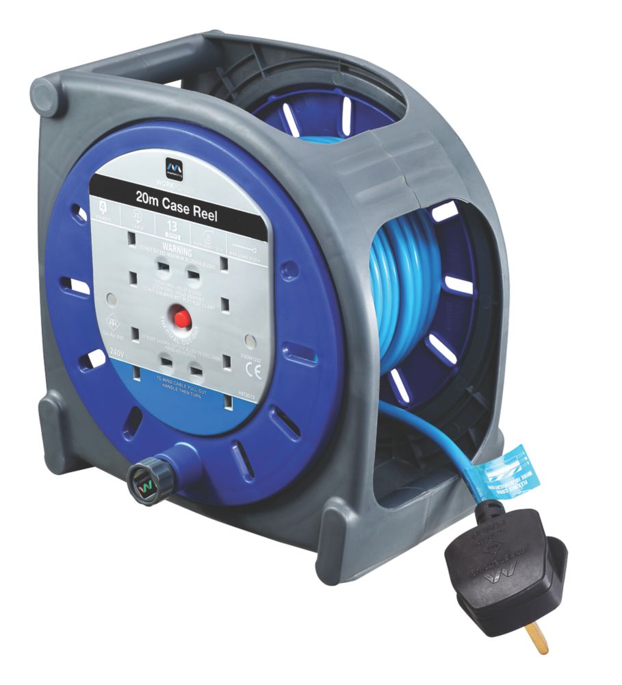 Masterplug 10A 2 Socket Blue Small Cassette Reel - 4m