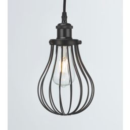 Knightsbridge  Matt Black Steel Balloon-Shaped Pendant Cage